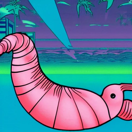 Image similar to vaporwave snail, 1980s