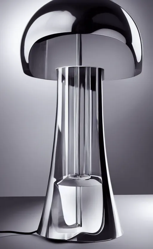 Image similar to a table lamp designed by armani in the shape of perfume, advertising photography