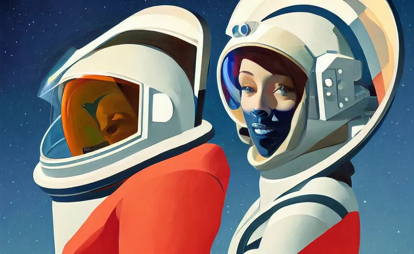 Image similar to Portrait of a Astronaut woman engineer with helmet, very coherent, painted by Edward Hopper, painted by James Gilleard, airbrush, art by JamesJean