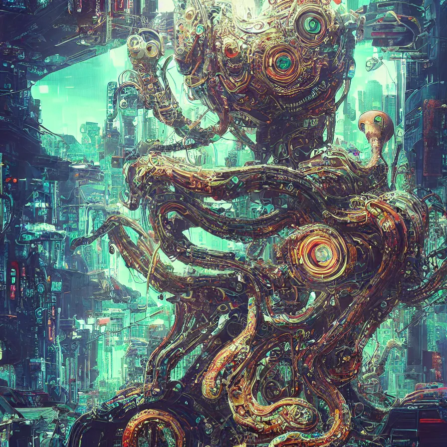 Image similar to portrait of a squid monster. intricate abstract. cyberpunk, vhs glitch. intricate artwork. by Tooth Wu, wlop, beeple, dan mumford. octane render, trending on artstation, greg rutkowski very coherent symmetrical artwork. cinematic, hyper realism, high detail, octane render, 8k