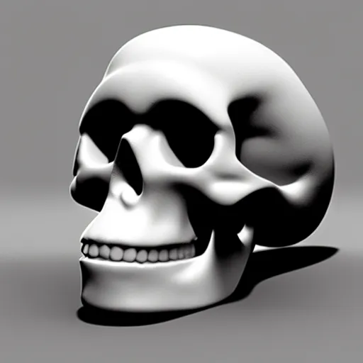 Prompt: a white cartoonish shaped skull with two holes in it, an ambient occlusion render, trending on zbrush central, photorealism, rendered in maya, ambient occlusion, zbrush.