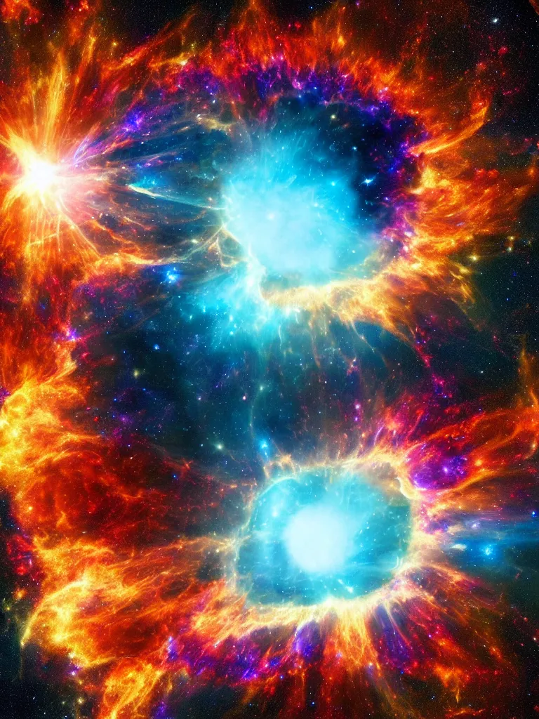 Prompt: celestial epic colorful deepspace image of supernova explosion, nasa photos, artstation