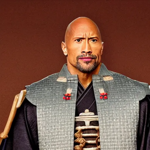 Image similar to Dwayne Johnson as Edo samurai , wearing kimono