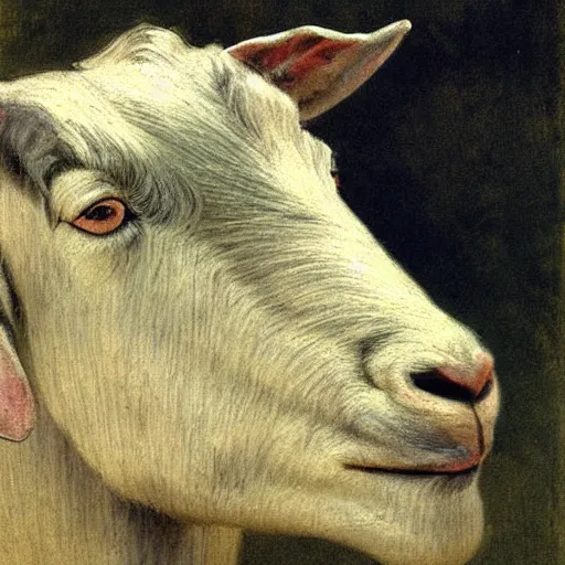 Prompt: closeup portrait of a goat, by ilya repin