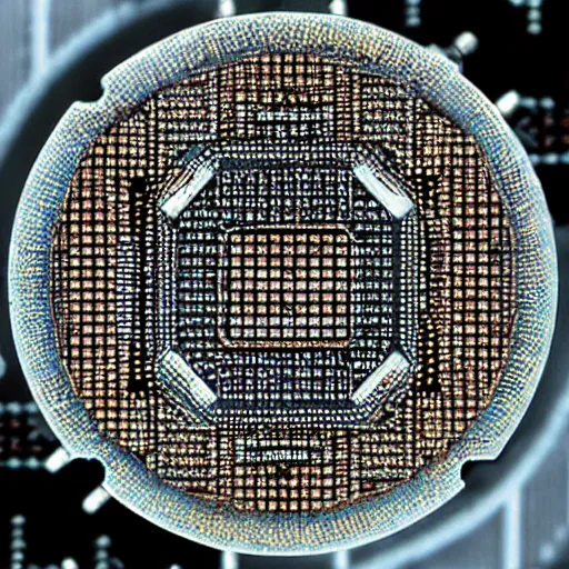 Prompt: intricated integrated circuit, light micrograph