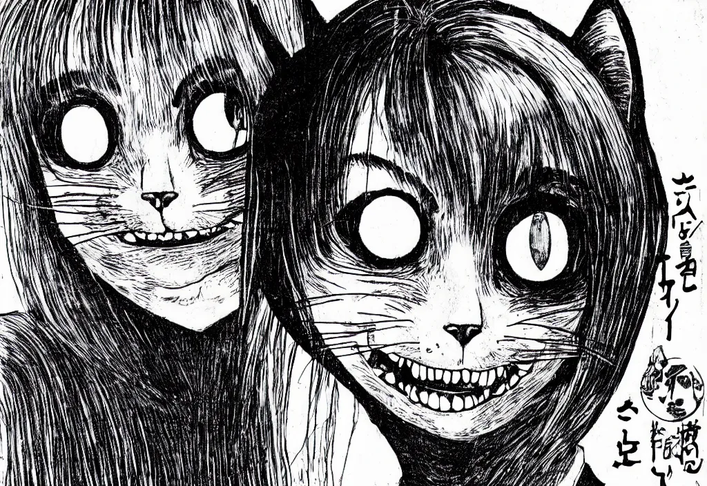 Image similar to smiling cat by junji ito