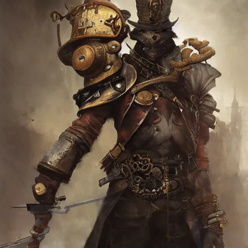 Image similar to steampunk rat warrior, by ruan jia