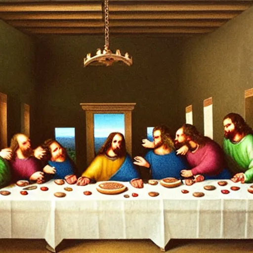 Image similar to hamsters at the last supper table