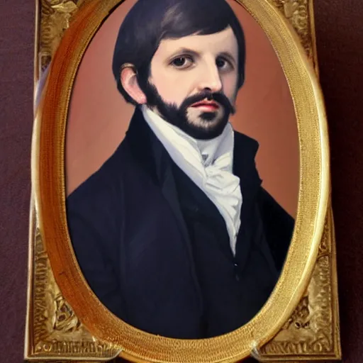 Prompt: regency era painting of a young ringo starr in the style of henry pierce bone