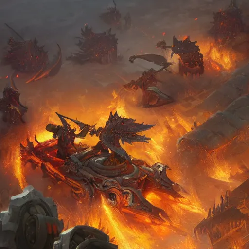 Prompt: a fiery siege chariots, catapult, yellow battlefield theme, bright art masterpiece artstation. 8 k, sharp high quality artwork in style of jose daniel cabrera pena and greg rutkowski, concept art by tooth wu, blizzard warcraft artwork, hearthstone card game artwork, cart wheels
