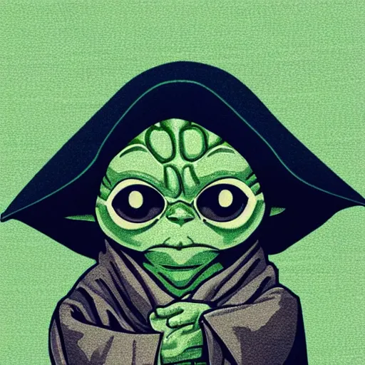 Prompt: kawaii yoda, 2d, lineart, trending on deviantart