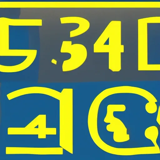 Image similar to yellow text with a black outline that says the number 5 4 %, light blue background