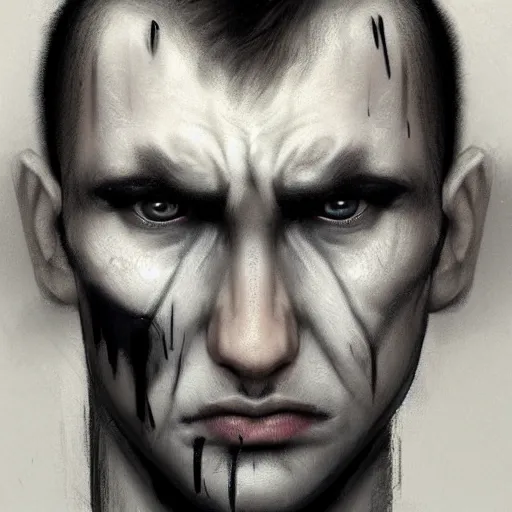 Image similar to A sad, melancholic, expressionless face that is trying to hold in anger, male face, tears, dark aesthetic, can\'t escape, digital, realistic eyes, trending on artstation, art by Ludwig Knaus