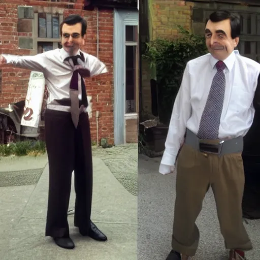 Prompt: Mr. bean dressed as a bean