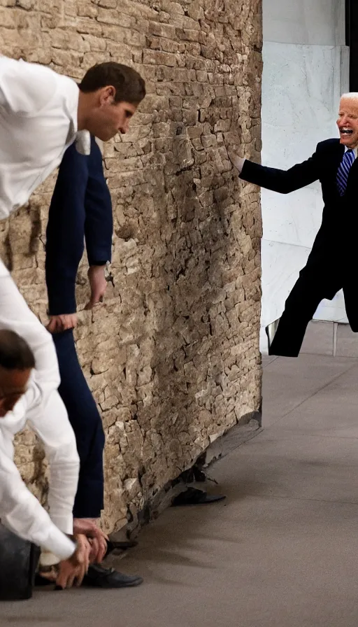 Image similar to joe biden punching wall, cinema still