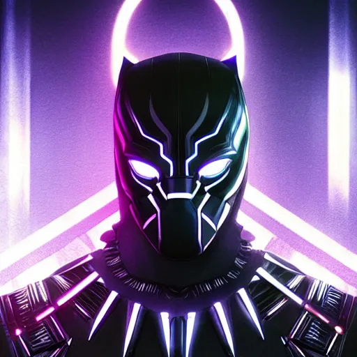 Image similar to Cyberpunk Black Panther, close up shot, neon, cyborg, futuristic, photorealistic, 8K,