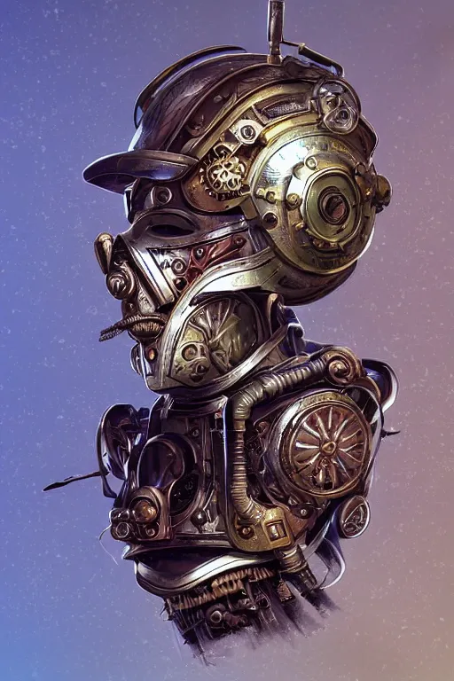 Image similar to steampunk helmet fantasy art mask robot ninja stylized digital illustration sharp focus, elegant intricate digital painting artstation concept art global illumination ray tracing advanced technology chaykin howard and campionpascale and cooke darwyn and davis jack