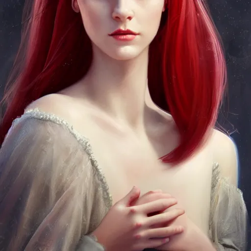 Prompt: centered detailed portrait of a beautiful princess looks like from bridgeton with red hairs, realistic character concept, identical eyes, gazing eyes, beautiful eyes medium shot, elegant pose, fantasy, illustration, slender symmetrical face and body, artstation, cinematic lighting, hyperdetailed, cgsociety, 8k Resolution, high resolution, Charlie Bowater, Tom Bagshaw, Tom Richmond, single face, insanely detailed and intricate, beautiful, elegant, golden ratio, bloom and flowers in background, vfx, psychadelic