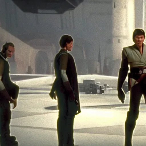 Prompt: jerma visiting coruscant, movie screenshot from star wars