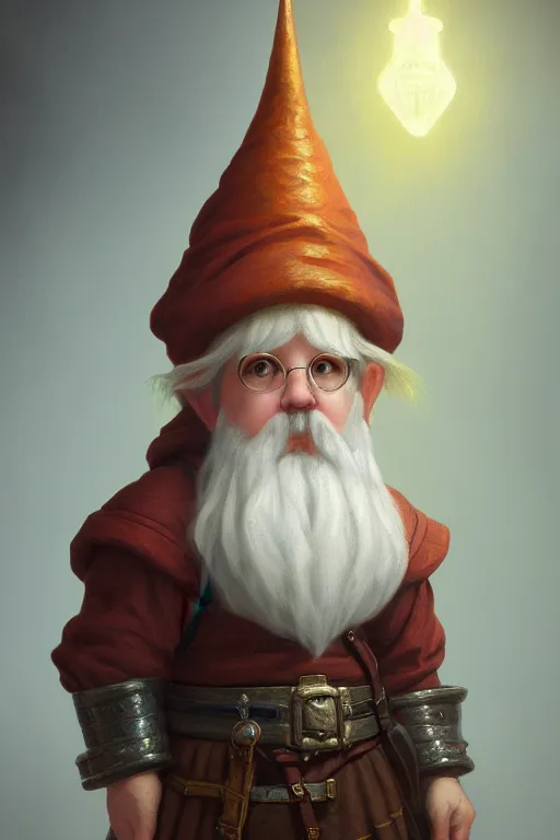 Image similar to a portrait of a Gnome, illustration, soft lighting, soft details, painting oil on canvas by Edmund Blair Leighton and Charlie Bowater octane render trending on artstation d&d characters, 4k, 8k, HD