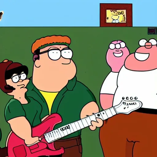 Image similar to peter griffin family guy playing an epic guitar solo