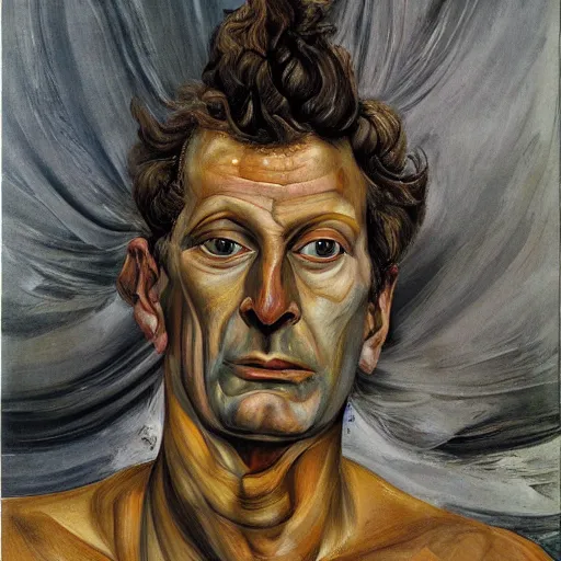 Image similar to high quality high detail painting by lucian freud, hd, portrait of shiva, god