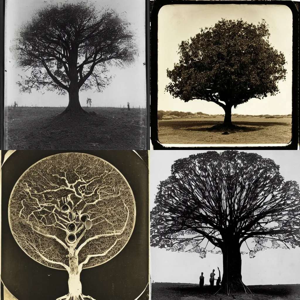 Prompt: the tree of life, daguerrotype documentary photo