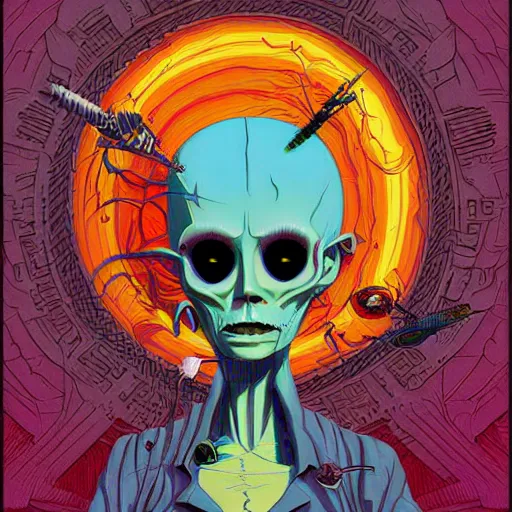 Image similar to original jean giraud digital art painting pastel goth aesthetic, creepy kawaii, highly detailed, highly intricate, tom whalen