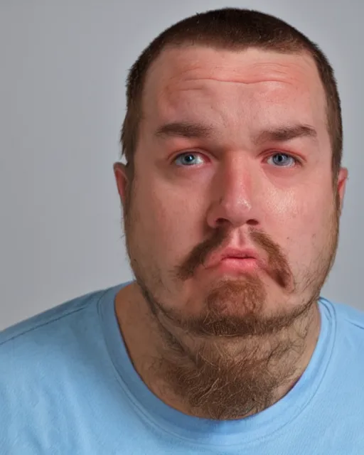 Prompt: prison mugshot of real - life mr. krabs, bright flash, red shell, blue shirt, blue jeans, low saturation, somber expression, protruding eyestalks, rugged textured face, soft vignette, soft focus, 5 0 mm, 4 k, nypd