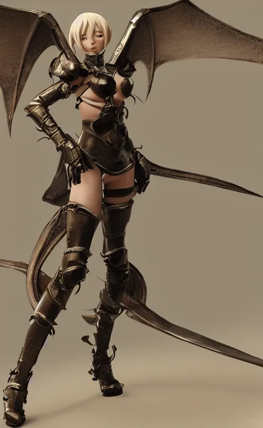 Image similar to Anime girl figure in dragon armor, unreal engine, highly detailed.