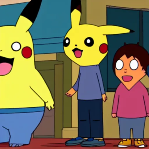 Image similar to pikachu in bobs burgers art style