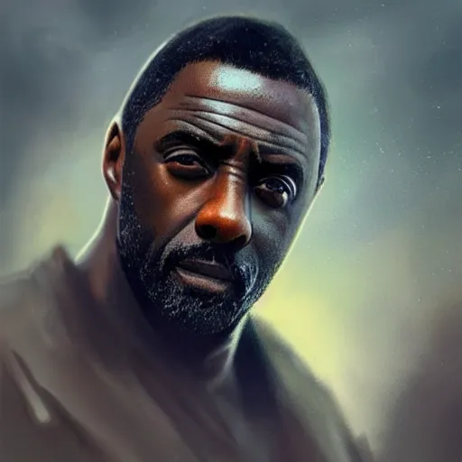 Image similar to “Portrait of Idris Elba by Greg Rutkowski, young, manly, attractive, strong, older brother vibes, highly detailed portrait, scifi, digital painting, artstation, concept art, smooth, sharp foccus ilustration, Artstation HQ”
