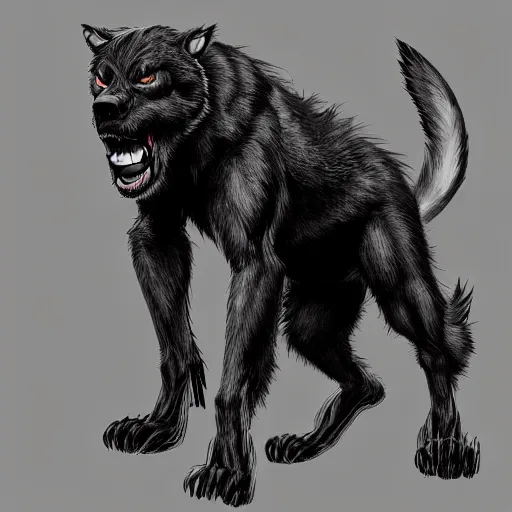 Prompt: rottweiler werewolf, concept art