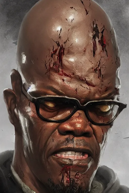 Prompt: samuel l. jackson as a zombie, artstation hd, cinematic lighting, greg rutkowski