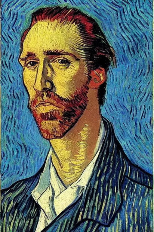 Image similar to Portrait of Nicholas Cage by Vincent van Gogh