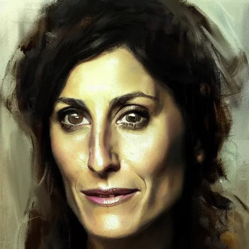 Prompt: face protrait of lisa edelstein, realistic, ultrahd, jeremy mann painting