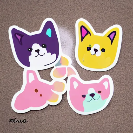 Image similar to Kawaii corgi sticker illustration, soft pastel colors