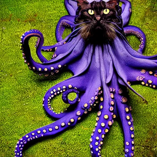 Image similar to an octopus - cat - hybrid, animal photography