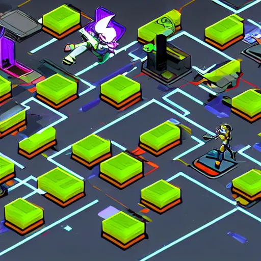 Prompt: isometric action game, punk, jet set radio + mirror's edge, highly detailed