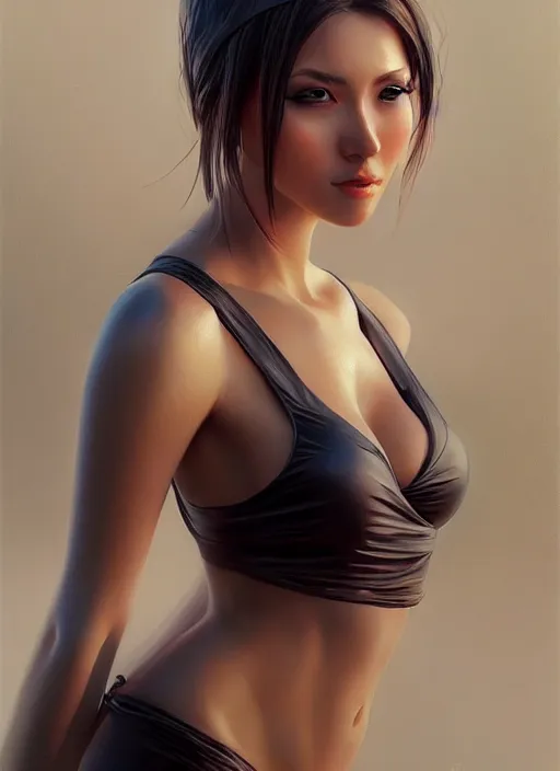 Image similar to photo of a gorgeous young woman in the style of stefan kostic, realistic, sharp focus, 8k high definition, insanely detailed, intricate, elegant, art by stanley lau and artgerm