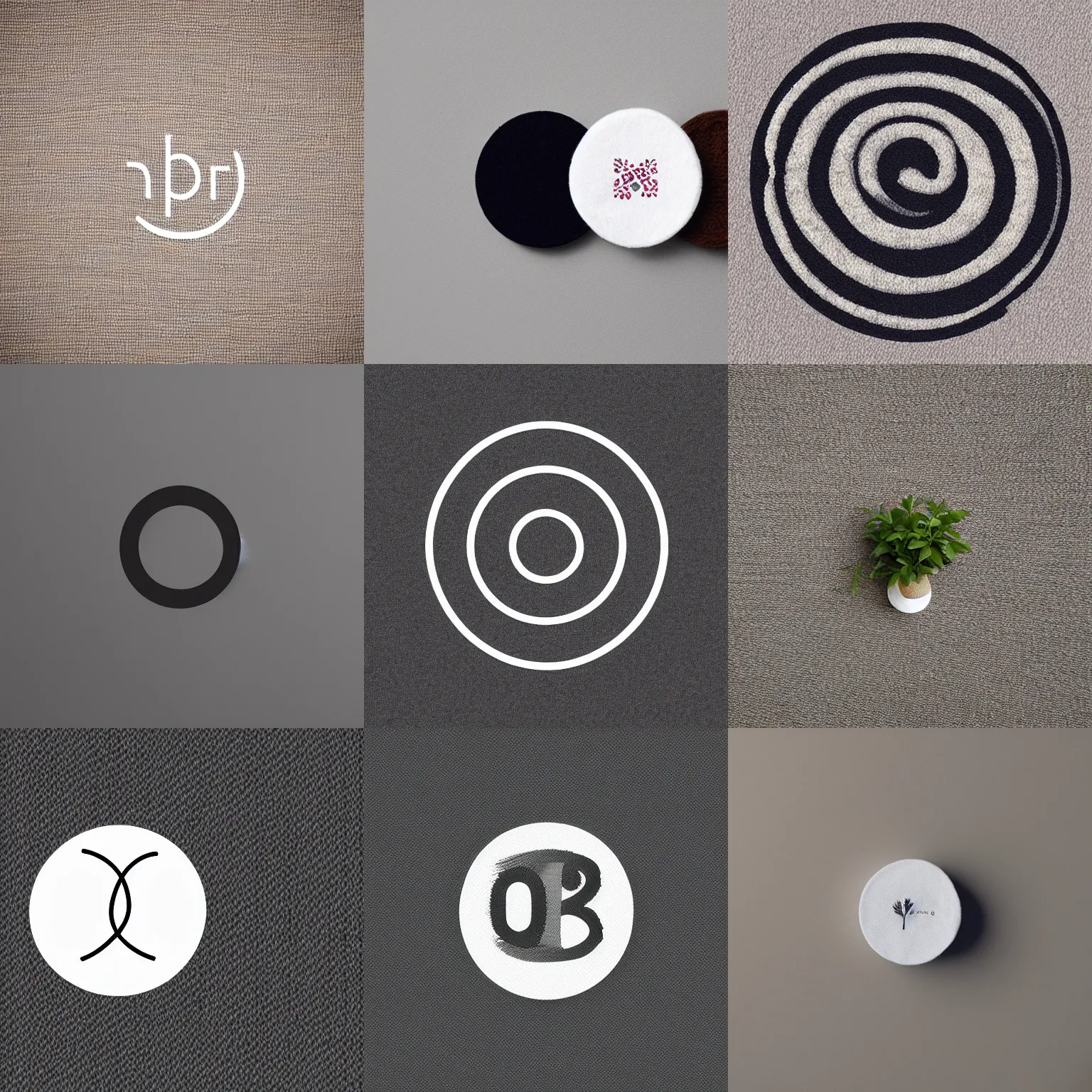 Prompt: minimalistic logo, round, art, woolen, craft, exquisite, premium, plants