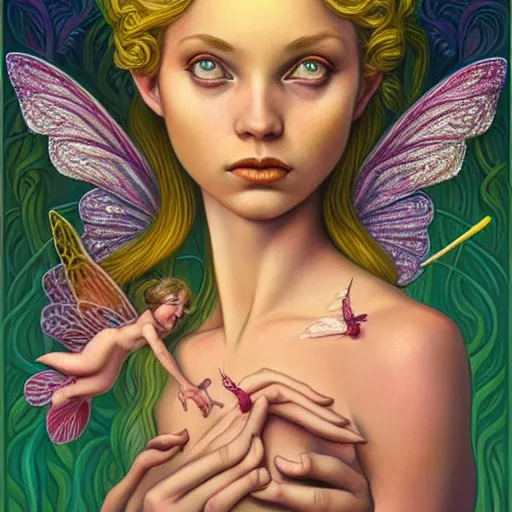 Prompt: fairy and pixie hybrid by casey weldon and martine johana, rich colors, intricate, elegant, highly detailed, centered, digital painting, artstation, concept art, smooth, sharp focus, illustration