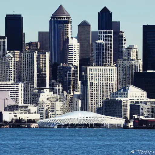 Image similar to the city of seattle attacked by a sea monster