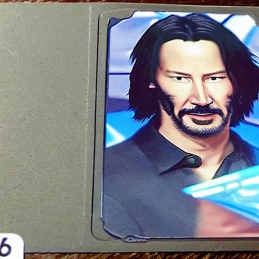 Prompt: keanu reeves in a pokemon card 4 k detailed super realistic