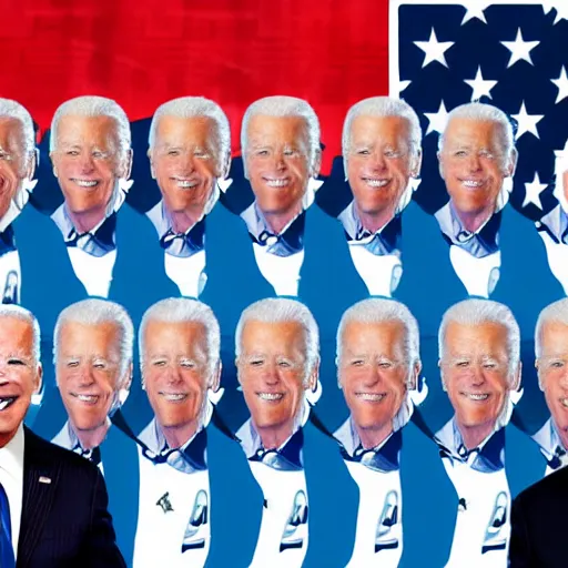 Image similar to Joe Biden leading an army of clones of Joe Biden