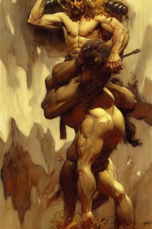 Prompt: hesiod, painting by gaston bussiere, katsuya terada, frank frazetta, tom of finland, trending on artstation