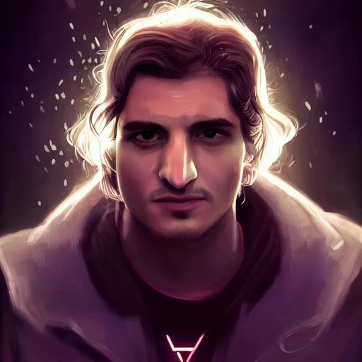 Image similar to louis garrel portrait, arcane netflix, arcane jayce, arcane vi, arcane jinx, concept portrait, riot, acrace catoon, detailed expression, high quality, cinematic lighting, fantasy, reflective, spotlight, digital artwork