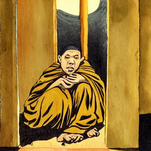 Prompt: nightmares from a sleeping monk