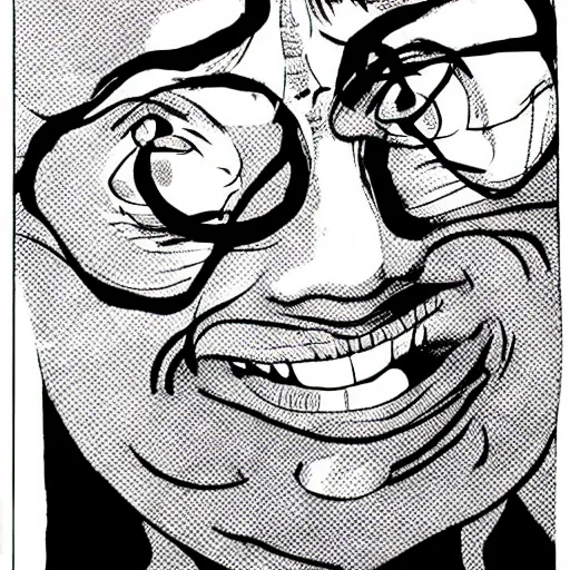 Prompt: manga illustration of danny devito by junji ito, uzumaki, horror