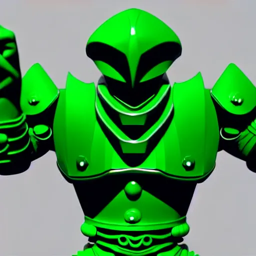 Image similar to a picture of a giant armour green man with his fist up in the alien land, vector art by mor than, low angle, trending on deviantart, mingei, flat shading, prerendered graphics, marvel comics, unreal engine 5